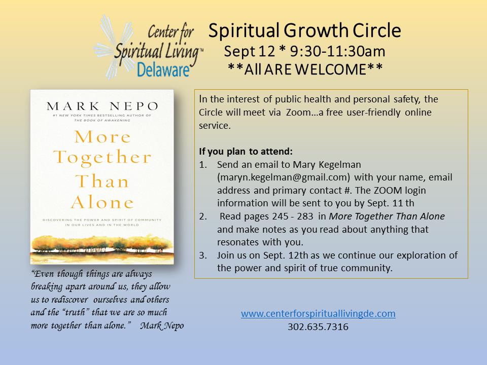 Spiritual Growth Circle - More Together Than Alone Sept - Center for ...